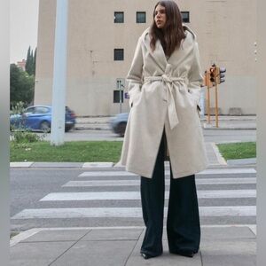 Zara Belted Soft Hooded Coat size L